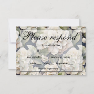 Elegantes Elfenbein, rosa grüne Marine, Aquarellbl RSVP Karte