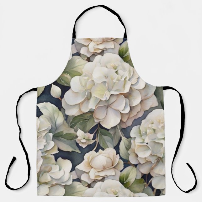 Elegantes Elfenbein, rosa grüne Marine, Aquarellbl Schürze (Vorderseite)