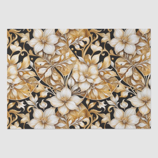 Elegantes Elfenbein und B; Blätterzwirnpapier Seidenpapier (Vorderseite)