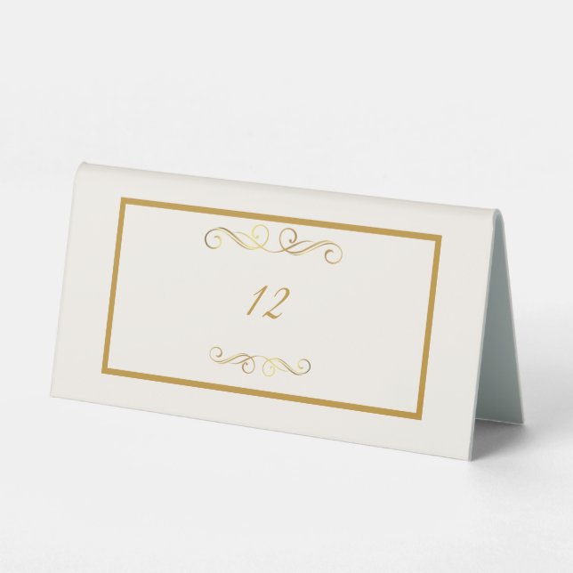 Elegantes Elfenbein und Gold Tischaufsteller (Vorderseite)