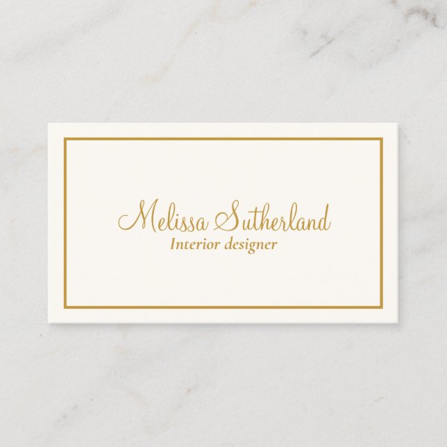 Elegantes Elfenbein und Gold Visitenkarte (Vorderseite)