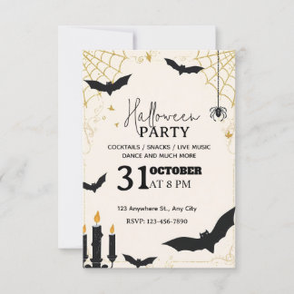 Elegantes Elfenbeinhintergrund Halloween-Party Ein Einladung
