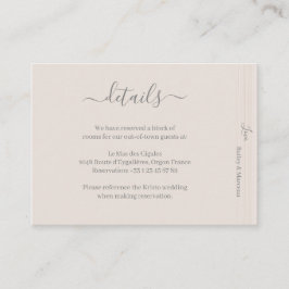 Elegantes Elfenbeinweißes HolzGrain Wedding Hotel  Begleitkarte