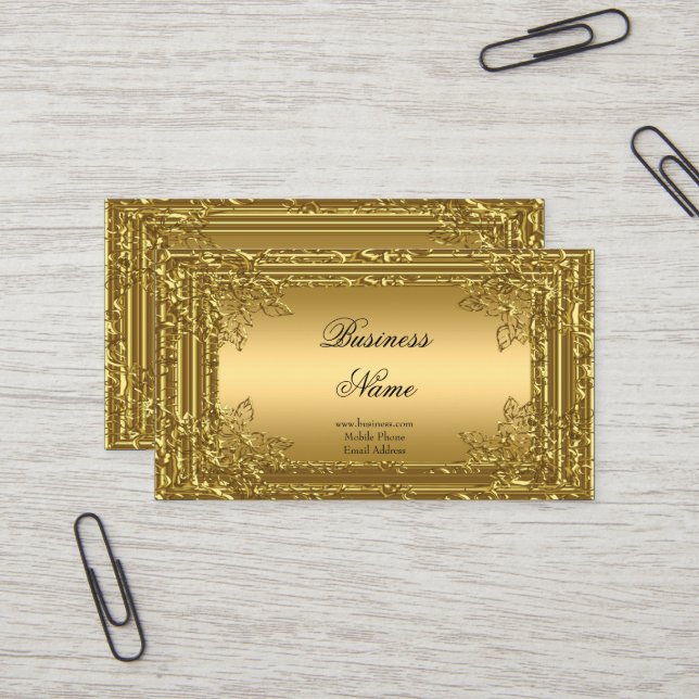 Elegantes Elite-Gold auf der Gold Floral Visitenka Visitenkarte (Vorderseite/Rückseite Beispiel)