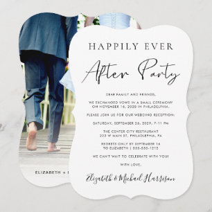 Elegantes Elopement Foto Hochzeit Empfang Einladung