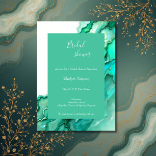 elegantes Emerald Aquamarin Marble Watercolor Brau Einladung