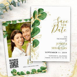 Elegantes Emerald Green Eucalyptus-Foto Save The Date