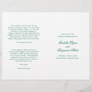 Elegantes Emerald Green Folded Wedding Programm