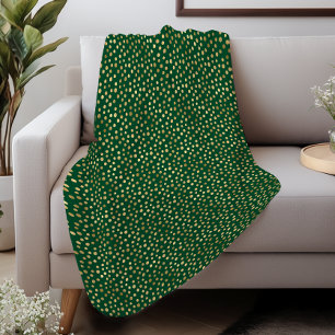 Elegantes Emerald Green Gold Dots Muster Sherpadecke