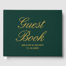 Elegantes Emerald Green Gold Wedding Gästebuch