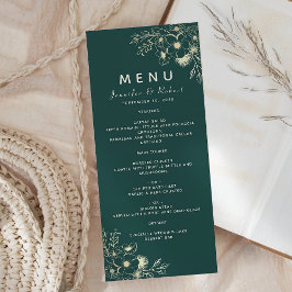 Elegantes Emerald Green Wedding Menu Menükarte