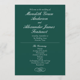 Elegantes Emerald Green Wedding Program Programm