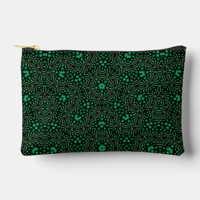 Elegantes Emerald & Pearl Abstrakt Dot Art Muster Zubehörtasche (Vorderseite)