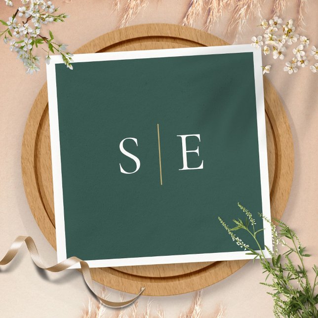 Elegantes Emerald und Gold Monogram Minimalistisch Serviette (Elegant Emerald And Gold Monogram Minimalist Napkins)