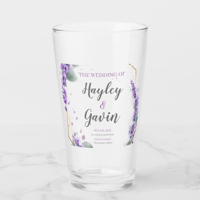 Elegantes englisches Aquarell-Floral Glas (Vorderseite)