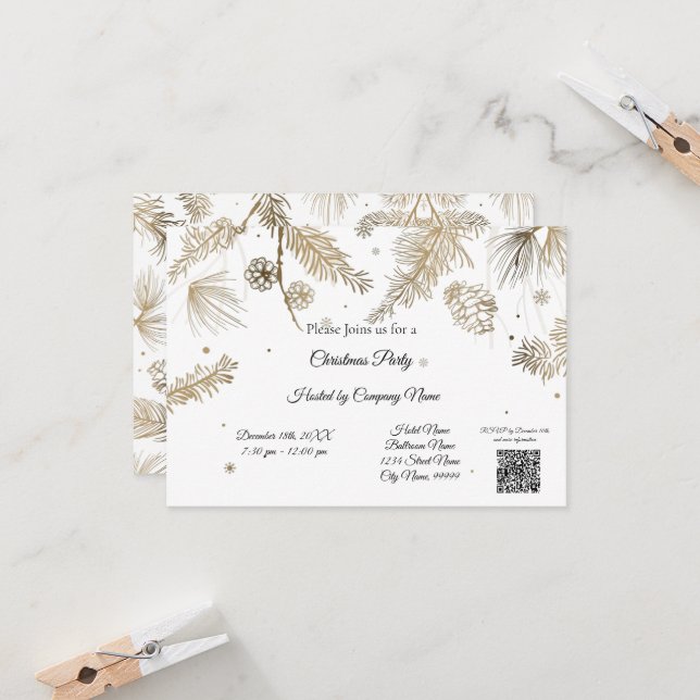 Élégantes entreprises Noël Fête Invitation (Devant/Arrière en situation)