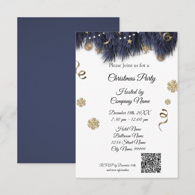 Élégantes entreprises Noël Fête Invitation (Devant / Derrière)