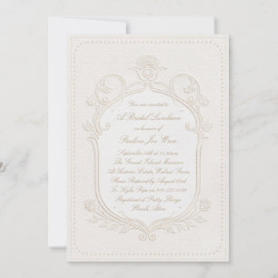 Elegantes Erbstück Rokoko Blumen Hochzeitsluncheon Einladung