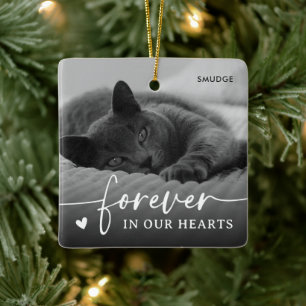 Elegantes Erinnerungsfoto für Haustierkatzen  Keramikornament