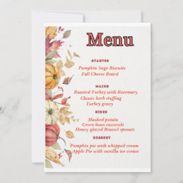 Elegantes Erntedank-Menü Einladung