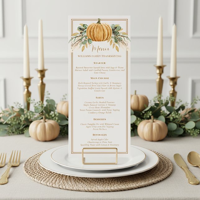 Elegantes Erntedankfest Dinner Herbst Kürbis Menükarte (Von Creator hochgeladen)