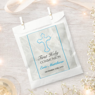 Elegantes erstes Kommunion Blue Cross mit Marmor Geschenktütchen