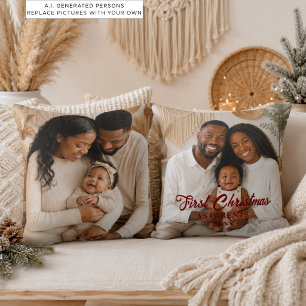 Elegantes erstes Weihnachten als Eltern 2 Fotos Kissen