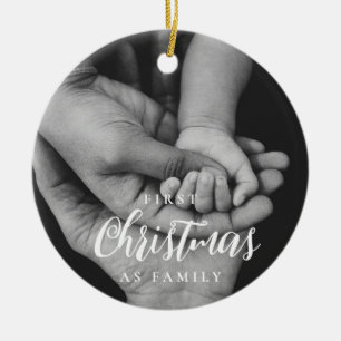 Elegantes erstes Weihnachten als Foto Keramik Ornament