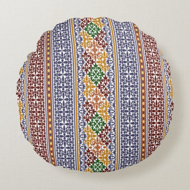 elegantes ethnisches Muster Rundes Kissen (Vorderseite)