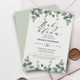 Elegantes Eucalyptus Baby in Bloom Baby Shower Einladung