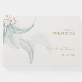 Elegantes Eucalyptus Boho Chic Golden Script Gästebuch
