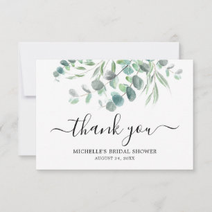Elegantes Eucalyptus Green Foliage-Brautparty Dankeskarte