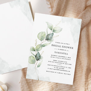 Elegantes Eucalyptus Watercolor-Brautparty Einladung