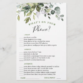 Elegantes Eucalyptus Watercolor Brautparty Game