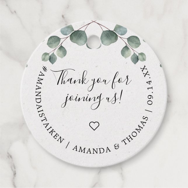 Elegantes Eucalyptus Watercolor Monogram Geschenkanhänger (Vorderseite)