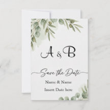 Elegantes Eukalyptus-Aquarell "Save the Date" Mono
