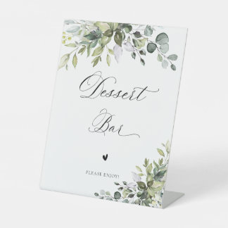 Elegantes Eukalyptus-Baby-Shower-Dessertbar-Schild Sockelschild