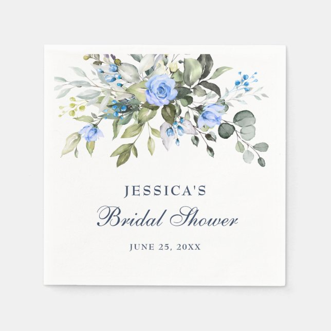 Elegantes Eukalyptus Blue Rose Blumenblättriges Br Serviette (Vorderseite)