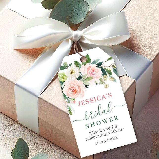 Elegantes Eukalyptus Blush Pink Brautparty Geschenkanhänger (Von Creator hochgeladen)