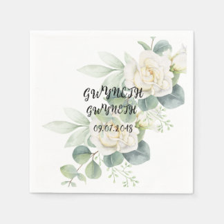 Elegantes Eukalyptus botanisches Foto Papa Napkin Serviette