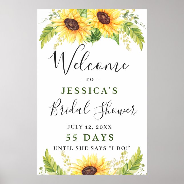 Elegantes Eukalyptus-Brautparty Poster (Vorne)