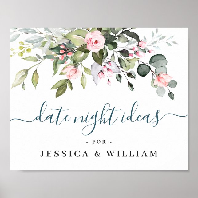 Elegantes Eukalyptus Brautparty Poster (Vorne)