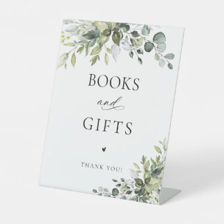 Elegantes Eukalyptus-Bücher- und Geschenke-Schild Sockelschild