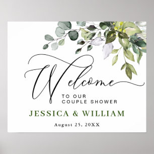Elegantes Eukalyptus COUPLE SHOWER Begrüßungszeich Poster