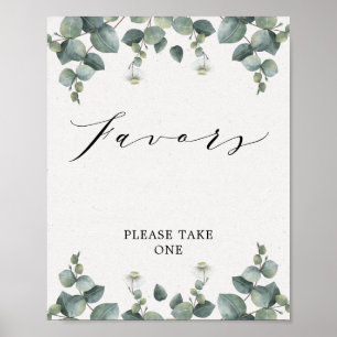 Elegantes Eukalyptus Favors-Zeichen Poster