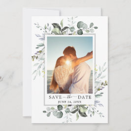 Elegantes Eukalyptus-FOTO Hochzeit Save The Date