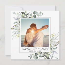 Elegantes Eukalyptus-FOTO Hochzeit Save The Date