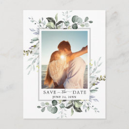 Elegantes Eukalyptus-FOTO Hochzeit Speichern Sie d Postkarte