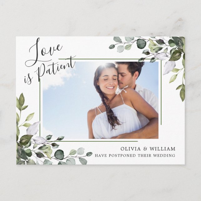 Elegantes Eukalyptus-FOTO Hochzeitwechsel Postkarte (Vorderseite)