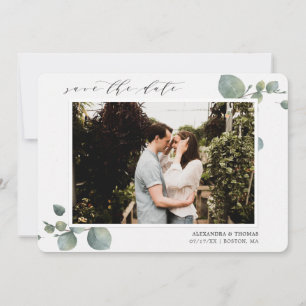 Elegantes Eukalyptus-Foto Save The Date